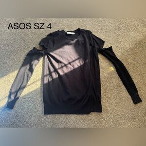 ASOS Black Off-the-Shoulder Sweater. It also opens up in the front seen